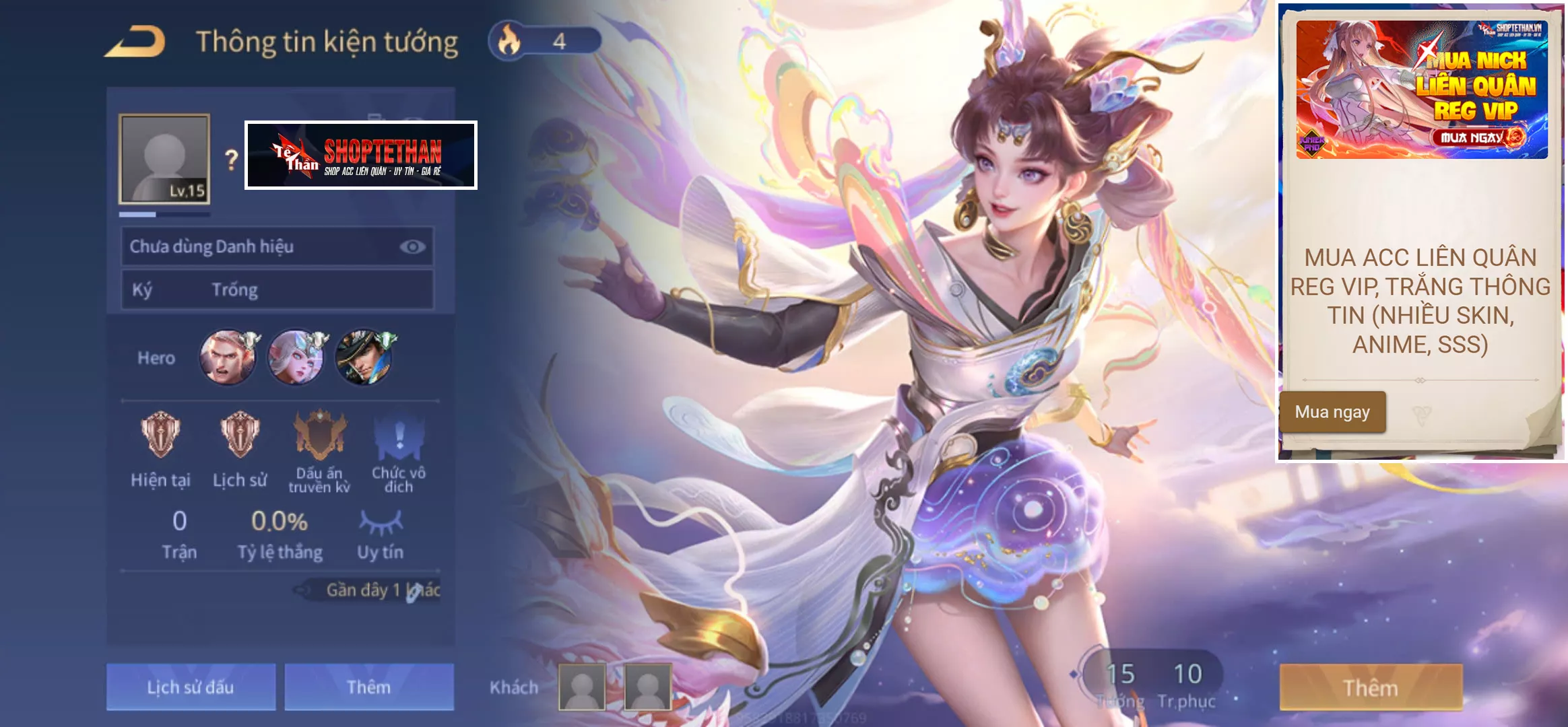 (SALE) ACC REG LIÊN QUÂN: Violet vọng nguyệt long cơ bậc SSS, sẵn tướng, free đổi tên, trăng thông tin… giá rẻ chỉ 90k